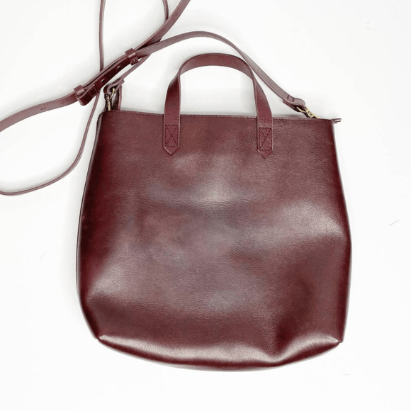 Madewell The Zip Top small Transport Tote crossbody dark cabernet red leather - Picture 8 of 8